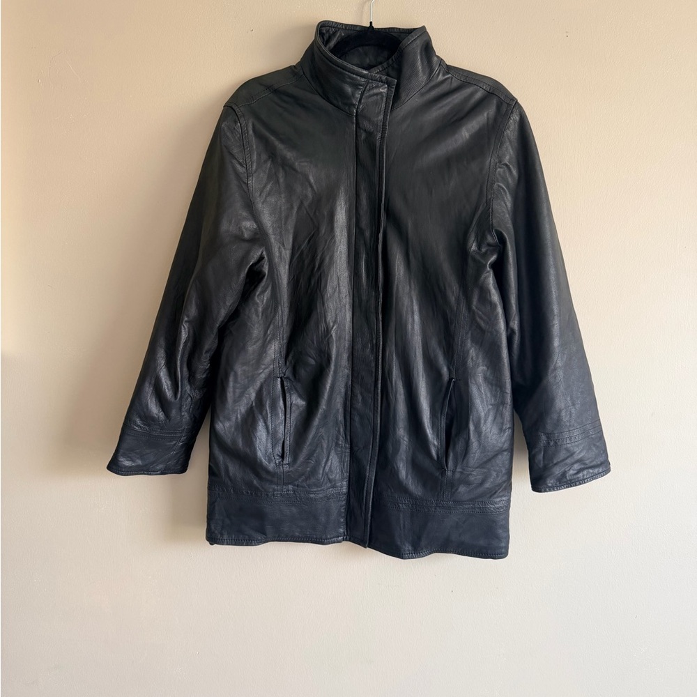 Versace Black Leather Trench Coat